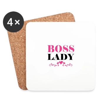 Boss Queen Geschenk Frauen Mädels Lady - Untersetzer (4er-Set) - Weiß - Vorne