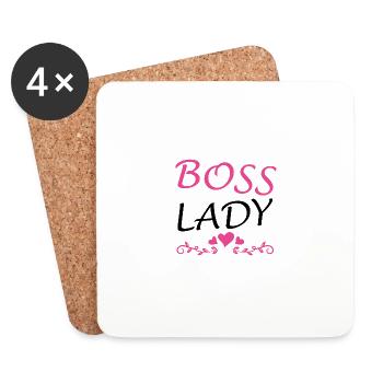 Boss Queen Geschenk Frauen Mädels Lady - Untersetzer (4er-Set) - Weiß - Vorne
