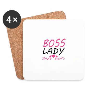 Boss Queen Geschenk Frauen Mädels Lady - Untersetzer (4er-Set) - Weiß - Vorne