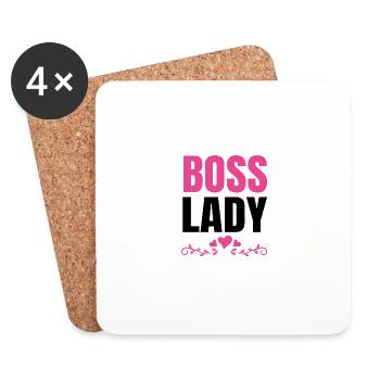 Boss Queen Geschenk Frauen Mädels Lady - Untersetzer (4er-Set) - Weiß - Vorne