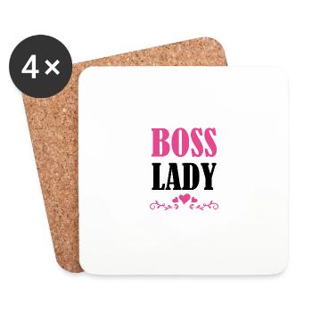 Boss Queen Geschenk Frauen Mädels Lady - Untersetzer (4er-Set) - Weiß - Vorne