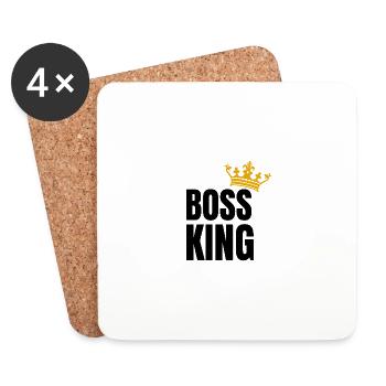 Boss King Cadeau Hommes Roi - Dessous de verre (lot de 4) - blanc - Devant