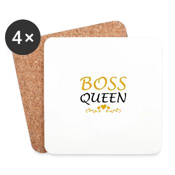 Boss Queen Lady Ladies Cadeau - Dessous de verre (lot de 4) - blanc - Devant