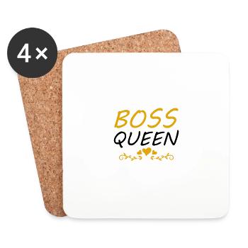 Boss Queen Lady Ladies Cadeau - Dessous de verre (lot de 4) - blanc - Devant