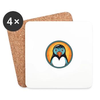 Frustrated Feathered Fury: Un pingouin de style bande dessinée - Dessous de verre (lot de 4) - blanc - Devant