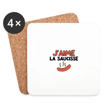 J'aime la saucisse ! Savourez l'excellence! - Dessous de verre (lot de 4) - blanc - Devant