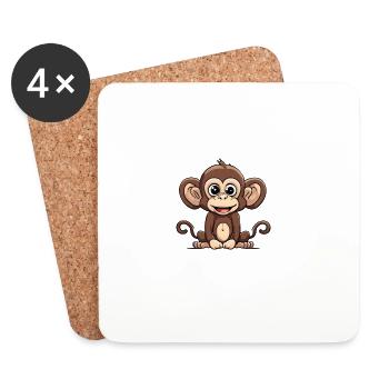 Cartoon monkey cute design - Coasters (set of 4) - white - Front
