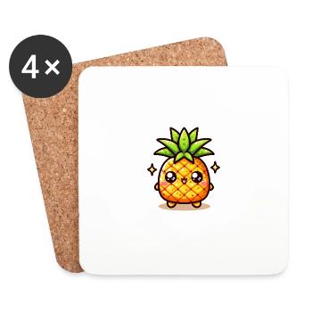 Ananas sucré #2 - Dessous de verre (lot de 4) - blanc - Devant