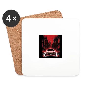 JDM Sportcar Tuning City Drift Gift Car - Coasters (set of 4) - white - Front