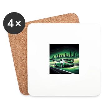 JDM Sportcar Tuning City Drift Gift Car - Coasters (set of 4) - white - Front