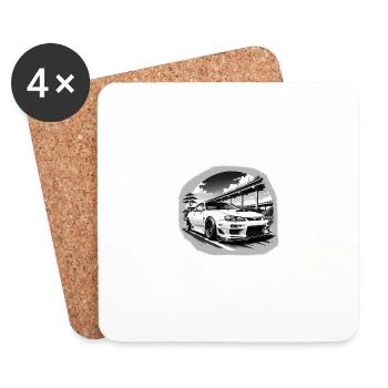 JDM Sportcar tuning Driftcar Voiture Cadeau PS - Dessous de verre (lot de 4) - blanc - Devant