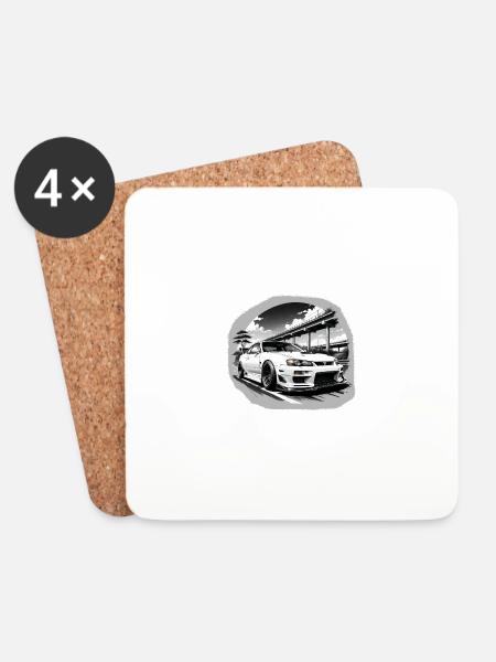 JDM Sportcar Tuning Driftcar Car Gift PS - Coasters (set of 4) - white
