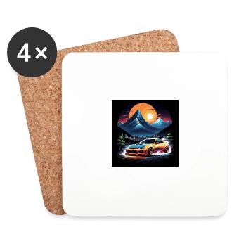 JDM Sportcar Tuning Driftcar Car Gift PS - Coasters (set of 4) - white - Front