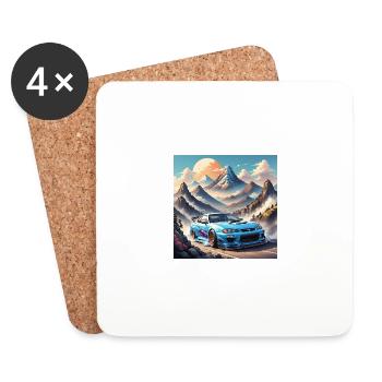 JDM Sportcar Tuning Driftcar Car Gift PS - Coasters (set of 4) - white - Front