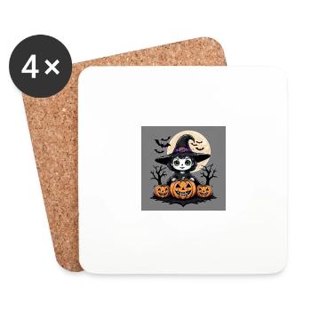 Witch Ghost Halloween Pumpkin Bat - Coasters (set of 4) - white - Front