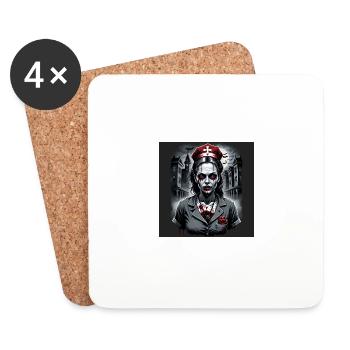Zombie Nurse Halloween Cemetery - Dessous de verre (lot de 4) - blanc - Devant