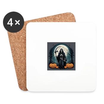 Grim Reaper Pumpkin Halloween Moon Costume Cemetery - Coasters (set of 4) - white - Front