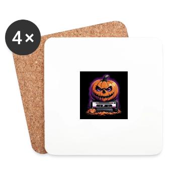 Halloween citrouille rétro des années 90 Costume effrayant - Dessous de verre (lot de 4) - blanc - Devant