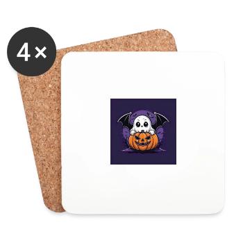 Fantôme Fantôme Halloween Citrouille Chauve-souris - Dessous de verre (lot de 4) - blanc - Devant