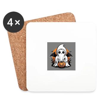 Ghost Ghost Halloween Pumpkin Bat - Coasters (set of 4) - white - Front