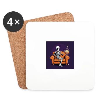 Squelette Coach Popcorn Halloween Cadeau Drôle - Dessous de verre (lot de 4) - blanc - Devant