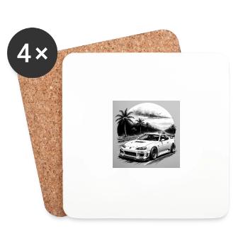 JDM Sportcar Tuning Driftcar Auto Geschenk PS - Untersetzer (4er-Set) - Weiß - Vorne