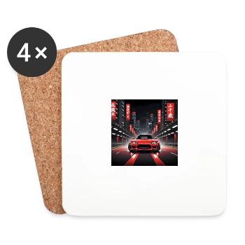 JDM Sportcar Tuning Driftcar Car Gift Japan - Coasters (set of 4) - white - Front