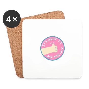 Help is ok - Coasters (set of 4) - white - Front