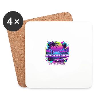 Retro Wave Sunset Car Illustration - Coasters (set of 4) - white - Front