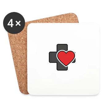 Medicine with a heart | Symbol for Nursing & Doctors - Coasters (set of 4) - white - Front