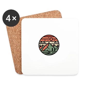 Circular landscape mountains in sunset - Coasters (set of 4) - white - Front