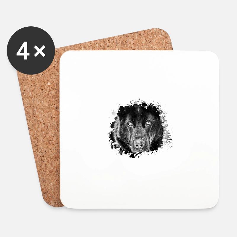Schäferhund - Untersetzer (4er-Set) - Weiß
