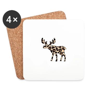 wildlife moose moose nest trend leopard - Coasters (set of 4) - white - Front