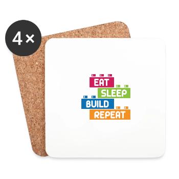 Funny Quote Retro Eat Sleep Build Toy Goat - Coasters (set of 4) - white - Front