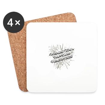 Je vous souhaite une année 2022 heureuse et en santé - Dessous de verre (lot de 4) - blanc - Devant