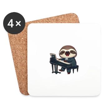 Sloth at the piano - Coasters (set of 4) - white - Front