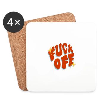 Fuck Off Handlettering - Untersetzer (4er-Set) - Weiß - Vorne