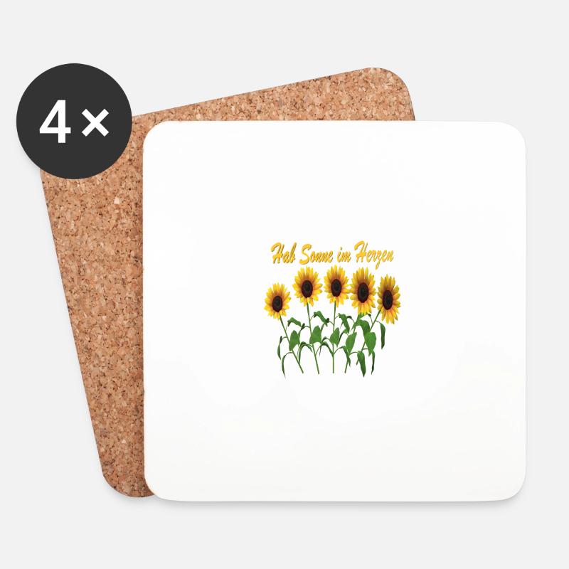 Sonnenblume Desgin - Untersetzer (4er-Set) - Weiß