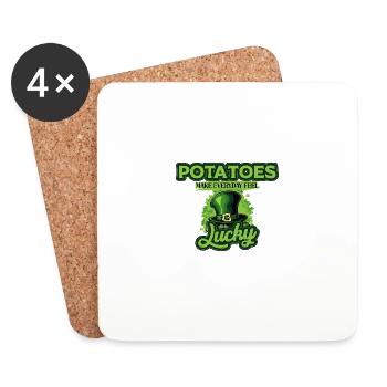 Les pommes de terre donnent de la chance à tous les jours pour la Saint-Patrick - Dessous de verre (lot de 4) - blanc - Devant