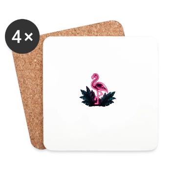 Neon Flamingo Tropical Glow - Coasters (set of 4) - white - Front