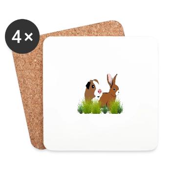 Meerschweinchen Hase Design - Untersetzer (4er-Set) - Weiß - Vorne