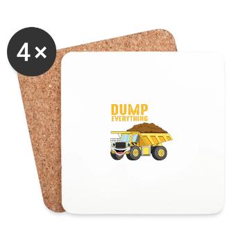 Remorque de construction 4th Bday Boy 4 quatre ans - Dessous de verre (lot de 4) - blanc - Devant