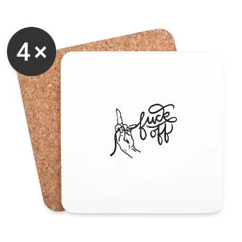 Fuck Off Handlettering schwarz Linie - Untersetzer (4er-Set) - Weiß - Vorne