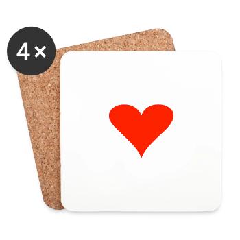 herz Amour Chers amis Amitié - Dessous de verre (lot de 4) - blanc - Devant