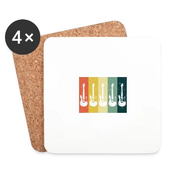 Vintage Guitar Retro Idea for Men Women - Coasters (set of 4) - white - Front