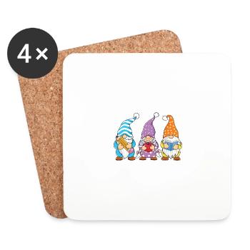 Joli gnome professeur de rentrée scolaire élève à ers - Dessous de verre (lot de 4) - blanc - Devant