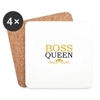 Boss Queen Lady Ladies Cadeau - Dessous de verre (lot de 4) - blanc - Devant