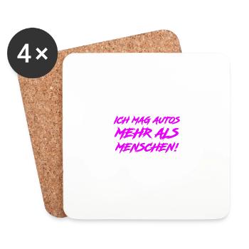 Ich mag Autos mehr als Menschen - Untersetzer (4er-Set) - Weiß - Vorne