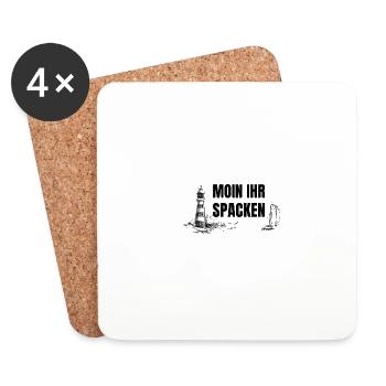 Moin Ihr Spacken Segeln Leuchtturm Geschenk - Untersetzer (4er-Set) - Weiß - Vorne