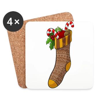 chaussettes de Noël - Dessous de verre (lot de 4) - blanc - Devant